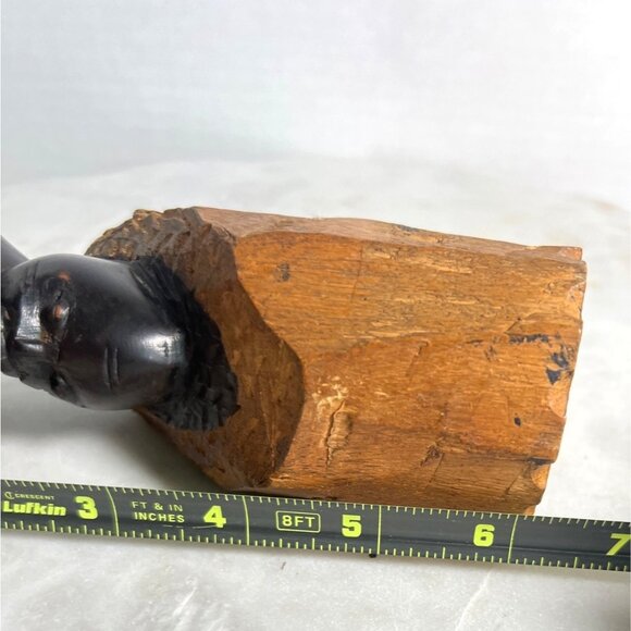 Vtg African Hand-Carved Ebony Wood Female Bust Sculpture Makonde Mpinga Folk Art - Picture 9 of 11